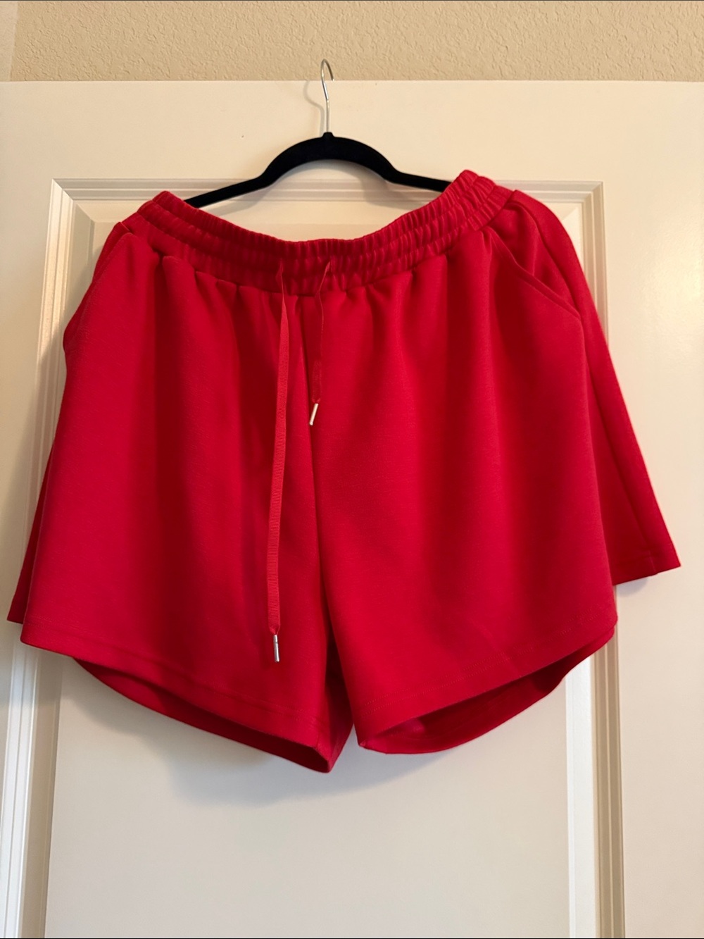Discount Divas Women's Red Scuba Drawstring Shorts